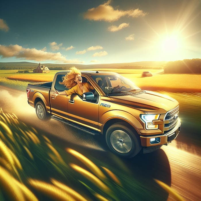 Joyful Summer Road Trip in a Gold Ford F150