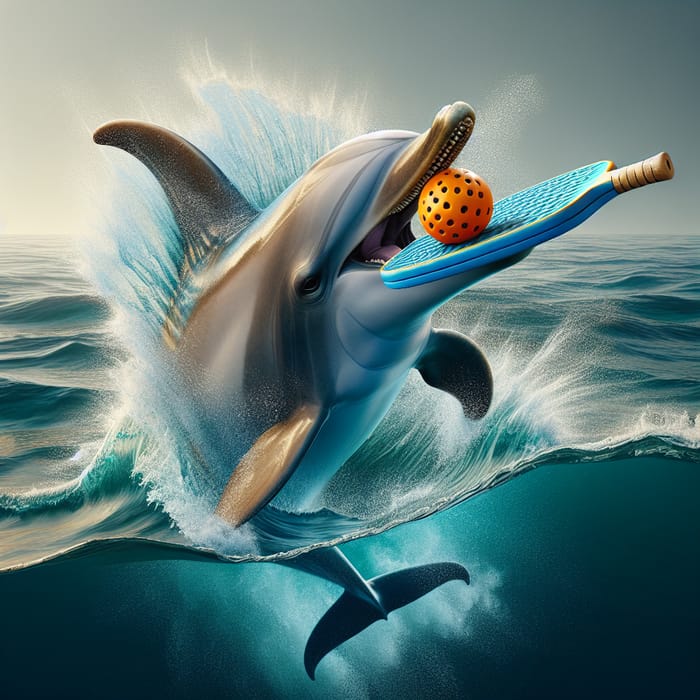 Dynamic Dolphin with Pickleball Paddle in 4K