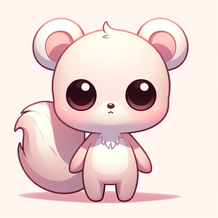 Fluffy Pale Pink Bear-Squirrel Hybrid with Big Eyes