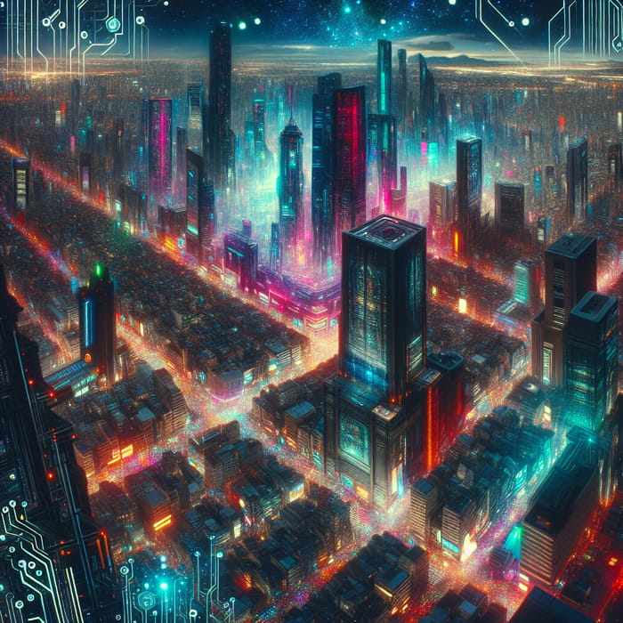 Neon Cyberpunk Cityscape at Night | Futuristic Metropolis Scene