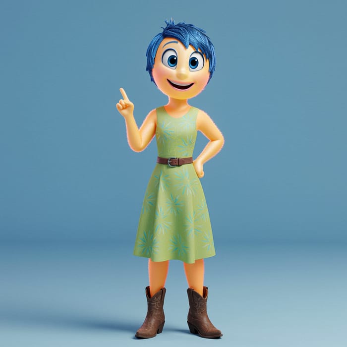 Joyful Midi Blue Dress with Cowboy Boots