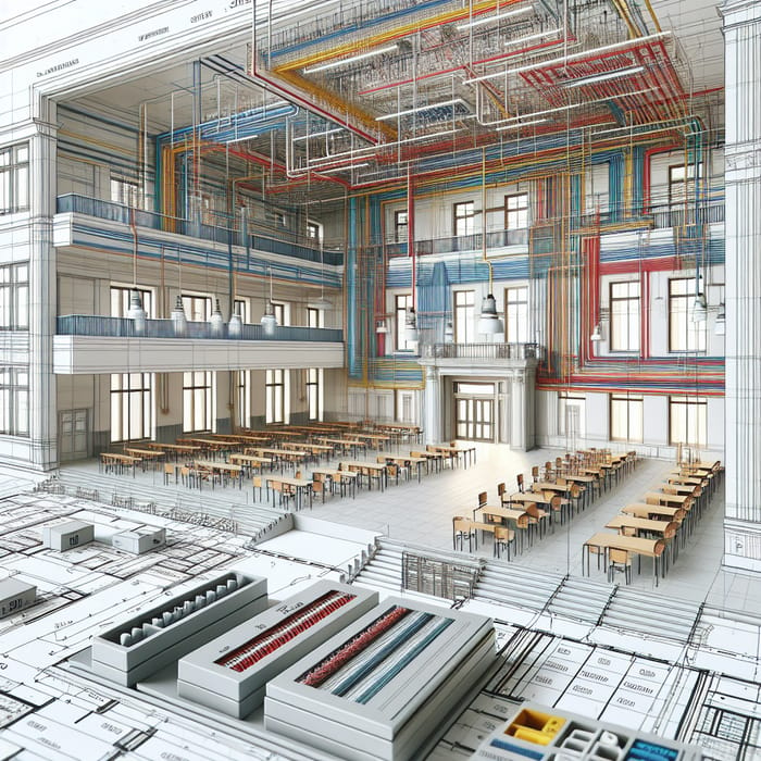 Modern School Layout with Cables Arrangement