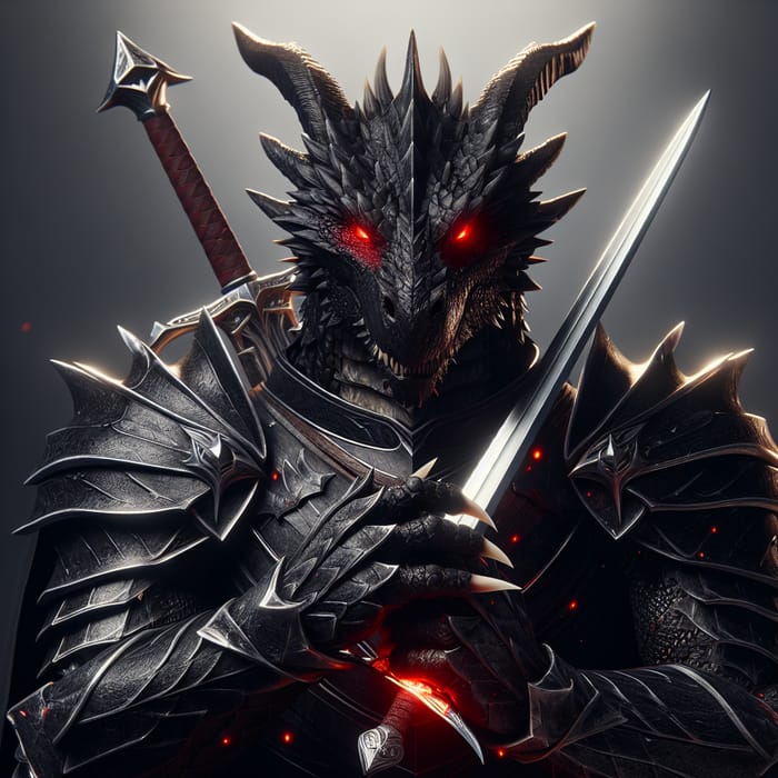 Dragonborn Black Skin Paladin with Dual Swords