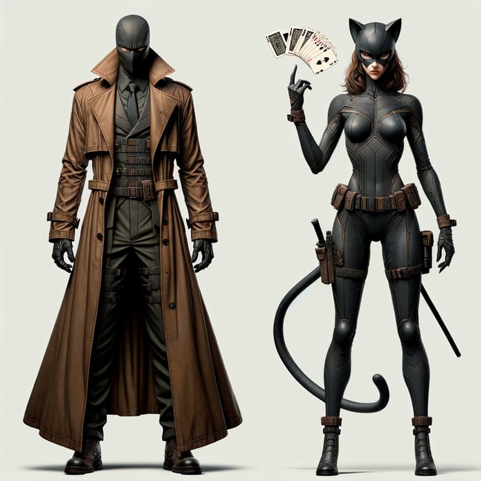 Elegant Attire of Gambit and Catwoman in 1990s Animated Series