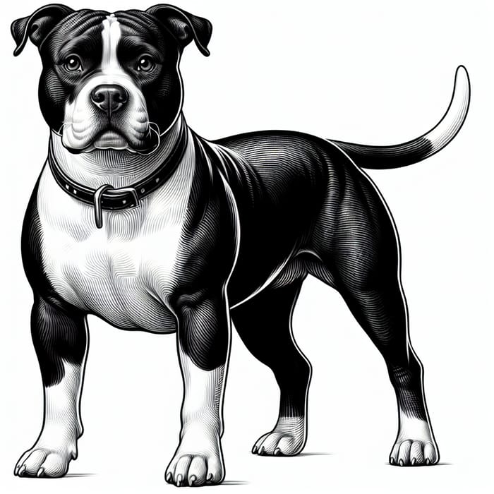 Elegant Black and White Pitbull