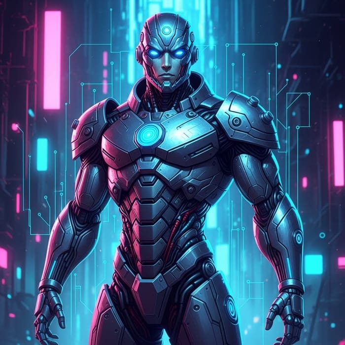 Futuristic Cyberpunk Robot Illustration Futuristic Cyberpunk Robot Illustration
