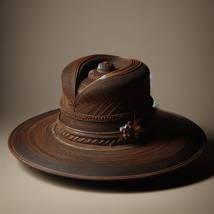 Traditional Brown Hat with Wide Brim | Handcrafted Details