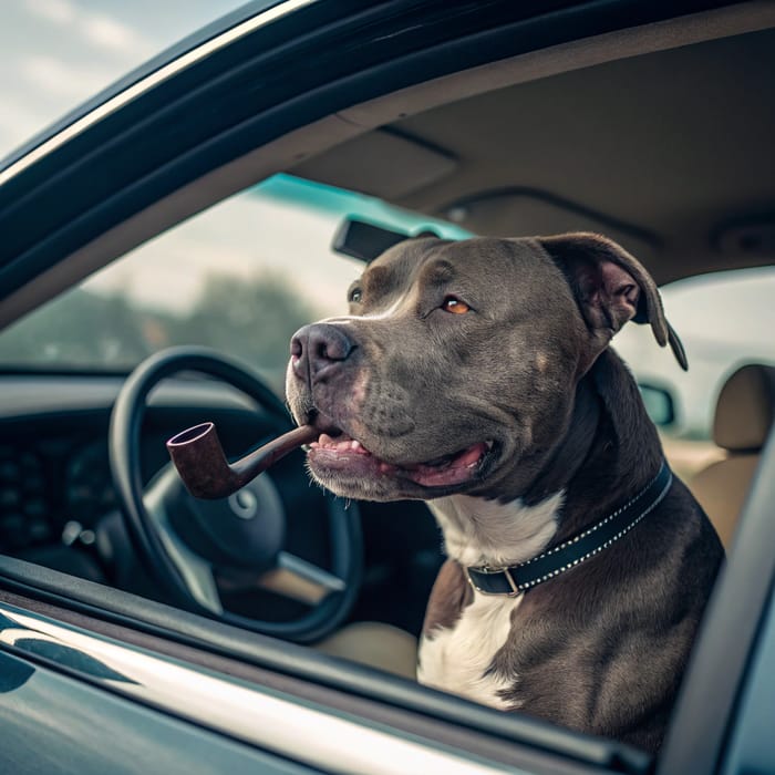 Pitbull in Car with Whistle