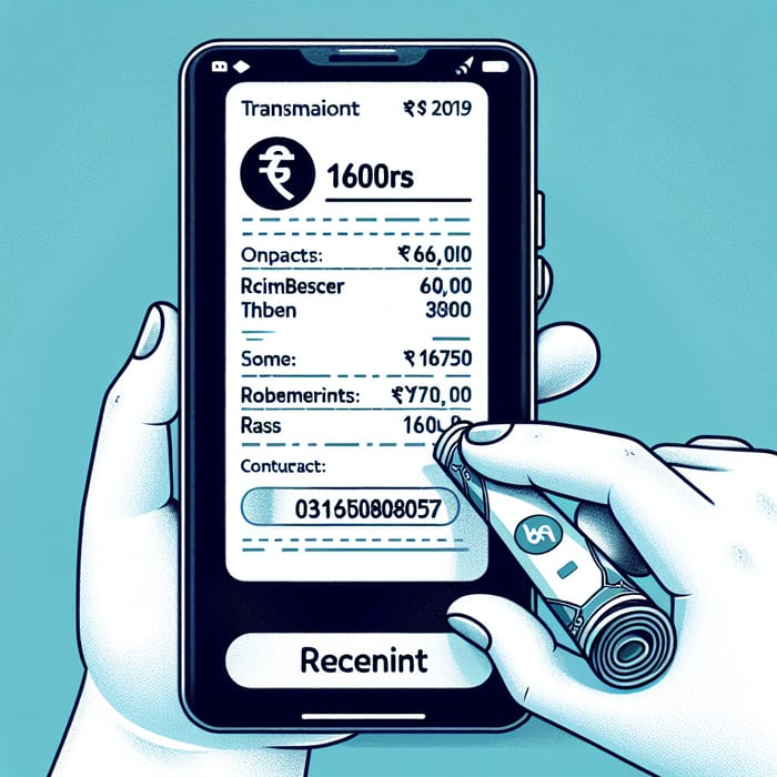 Mobile Payment Receipt: 1600Rs Sent to 03165008057 Recipient