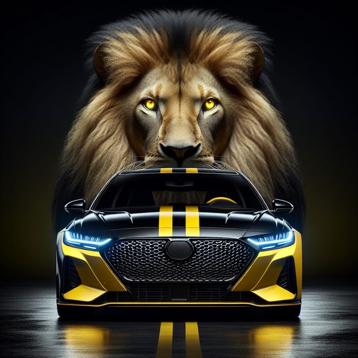 Black and Yellow Toyota Car Tuning with Lion-Inspired Aesthetics