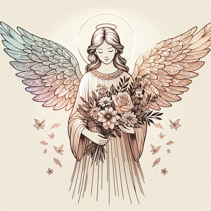 Angel with Flowers | Serene and Beautiful