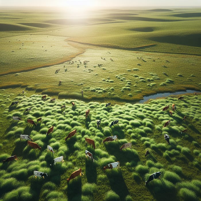 South African Countryside - Grazing Cows, Green Patchwork