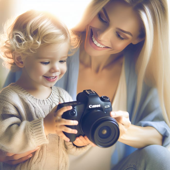 Heartwarming Family Moment: Empathetic Blonde Mother Encouraging Child's Growth