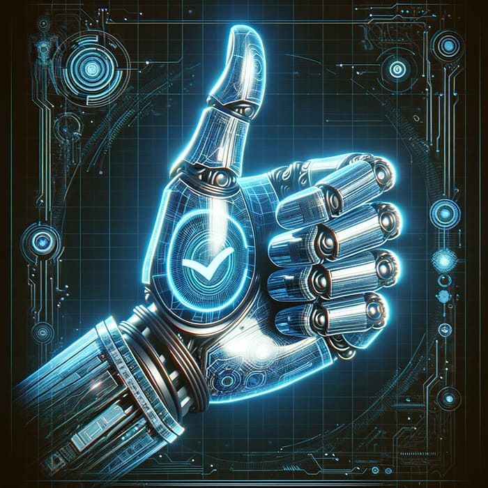 Holographic Robot Hand Thumbs Up - Futuristic Wallpaper