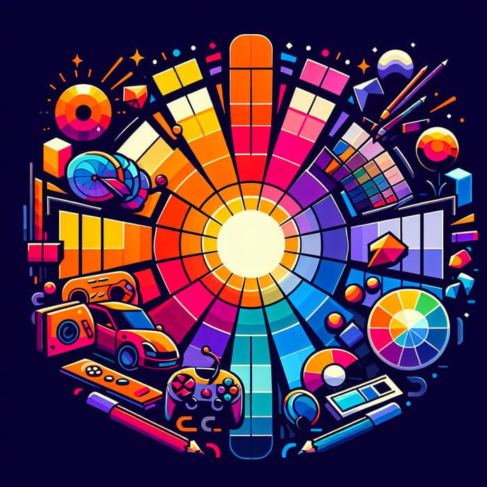 Vibrant Video Game Art with Opposing Colors