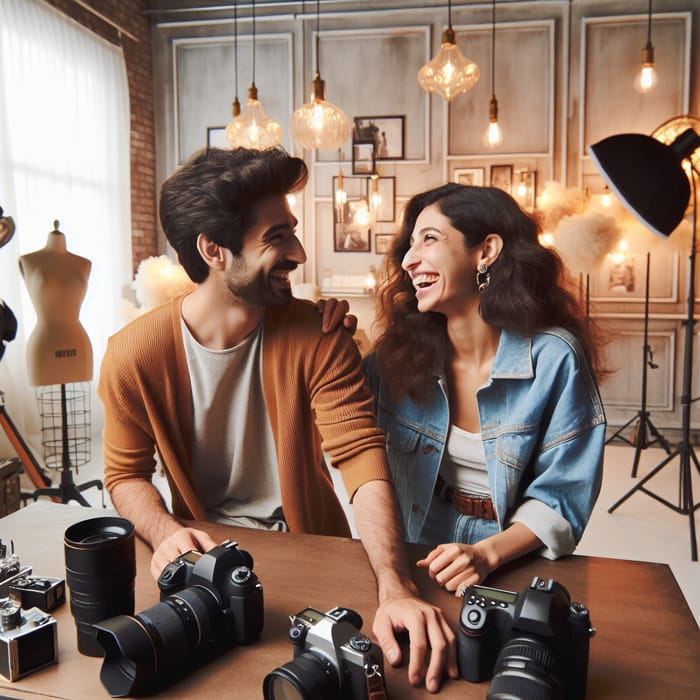 Joyful Interaction in a Beautiful Photography Studio