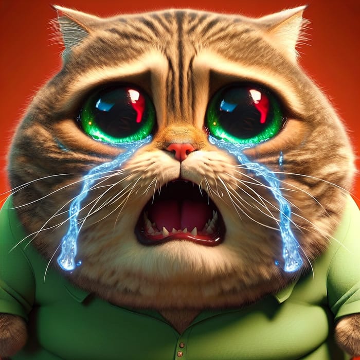 Heartwrenching Sad Cat Breaks House Roof - Greg Rutkowski Art