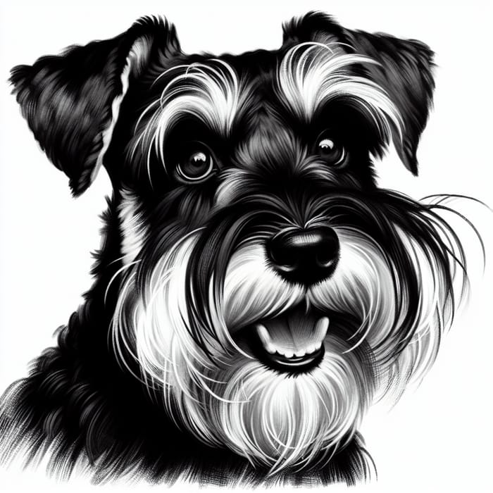 Adorable Black and White Schnauzer Illustration