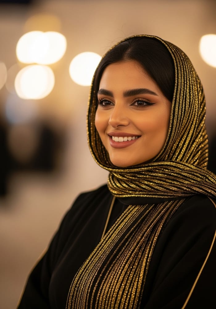 Warm Smiles of a Saudi Woman Celebrating Eid Adha Warm Smiles of a Saudi Woman Celebrating Eid Adha