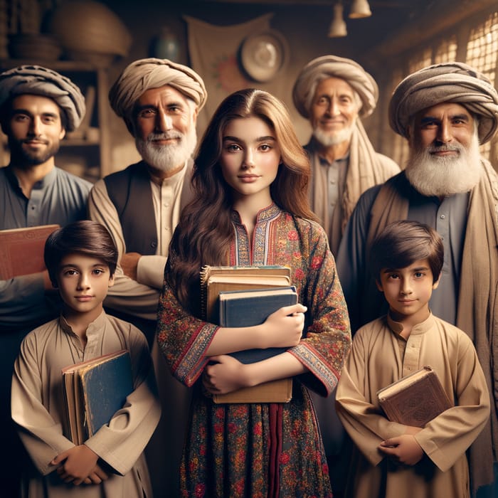 Pashtun Family Embracing Education in Village Environment