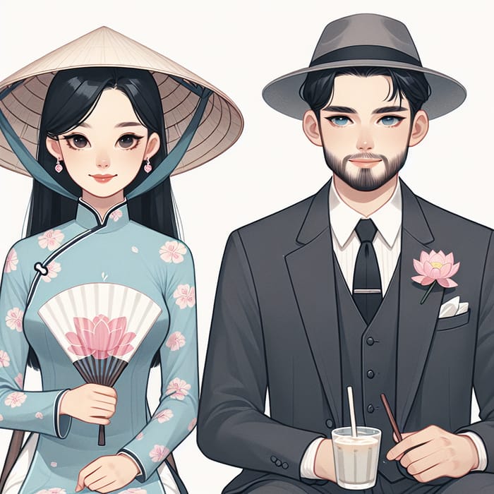 Hương and Minh - Traditional Vietnamese Ao Dai and Stylish Suit