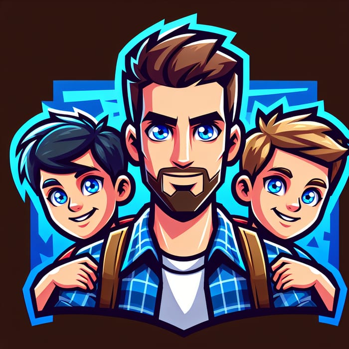 Fortnite-Style Logo Design with Father and Sons