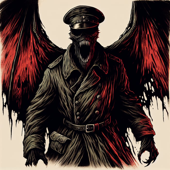 Malevolent WWII Demon: Eerie Vintage Military Portrait