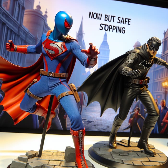 Superman vs Batman: Epic Battle in Gothic Cityscape