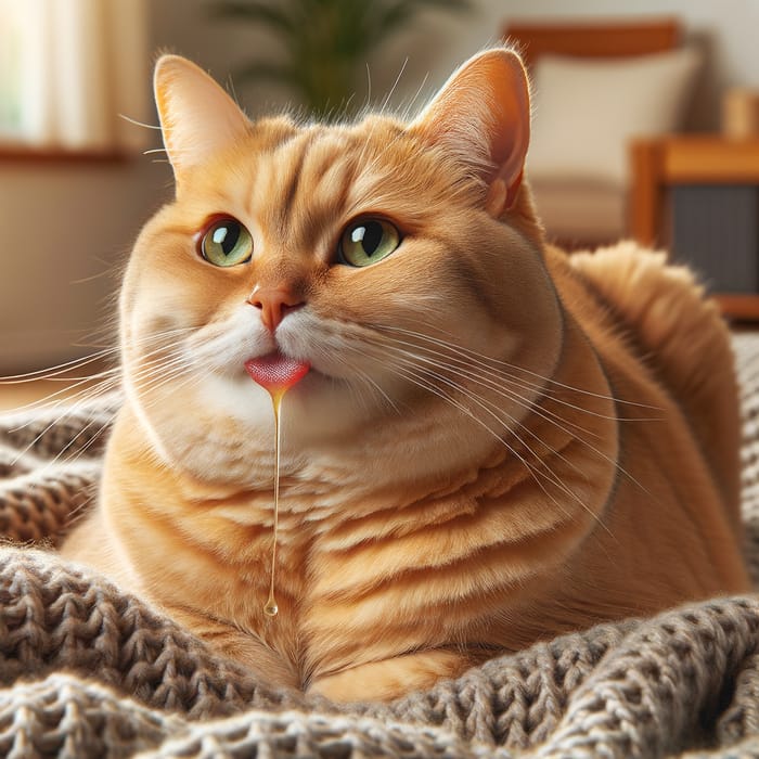 Tawny Cat on Knitted Blanket: Serene Feline Bliss with Unique Trait