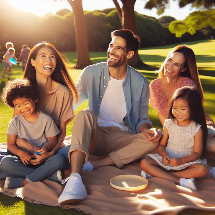 Heartwarming Family of Five Enjoying Quality Time in Park