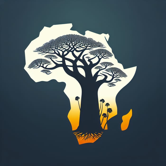 African Toursom Ambassador Logo: Baobab Tree Shape of Map