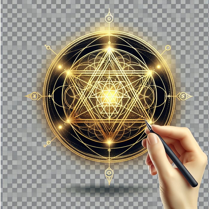 Golden Metatron Symbol in PNG Gold Color