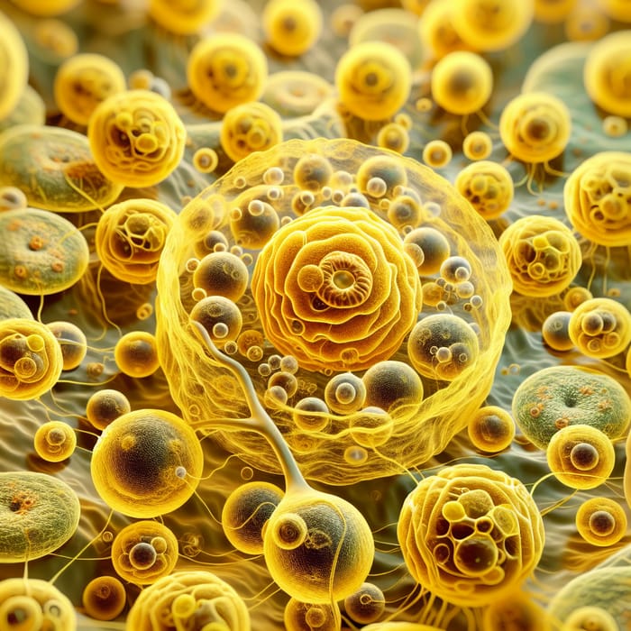 Yellow Eukaryotic Cells | Detailing Cellular Beauty in Shades of Yellow