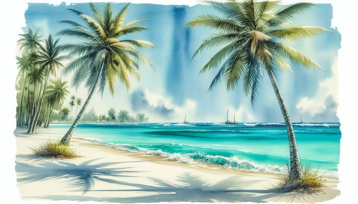 Tropical Paradise Watercolor Art: Calm and Serenity