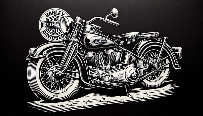 1955 Harley-Davidson Duo-Glide Motorcycle | Classic Illustration