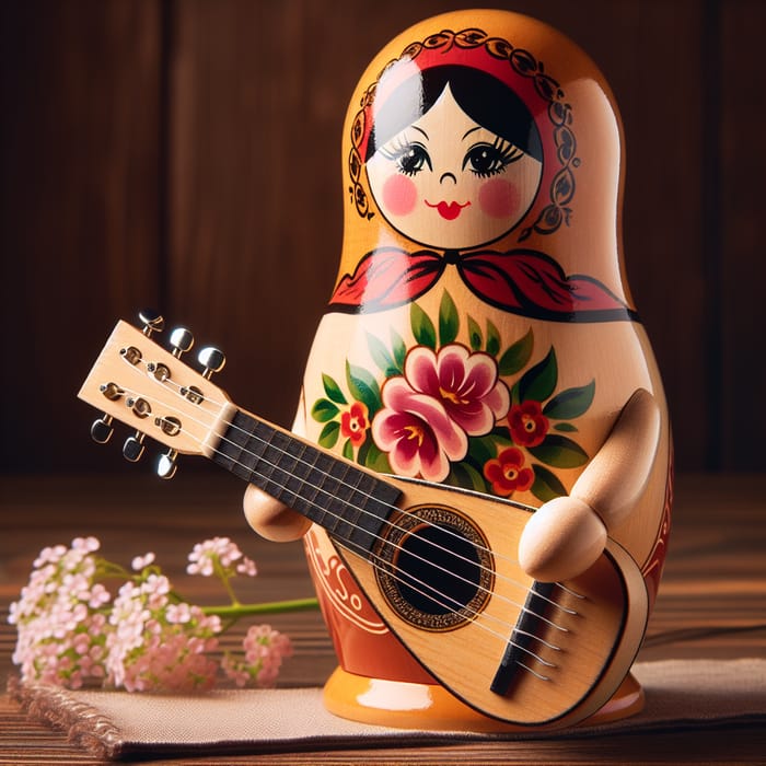 Russian Matryoshka Doll with Balalaika - Traditional Souvenir