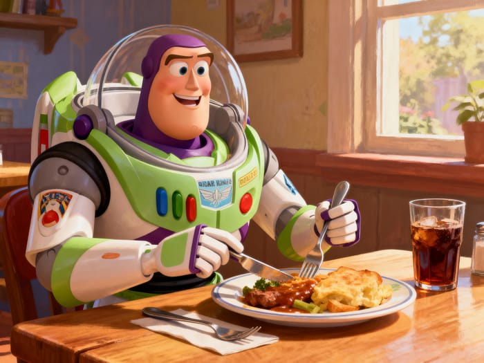 Buzz Lightyear Dining Table Scene - Pixar Style Buzz Lightyear Dining Table Scene - Pixar Style