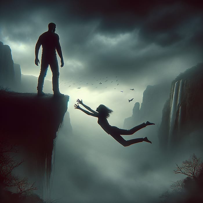 Heroic Silhouettes on Cliff: Tragic Album Cover Art