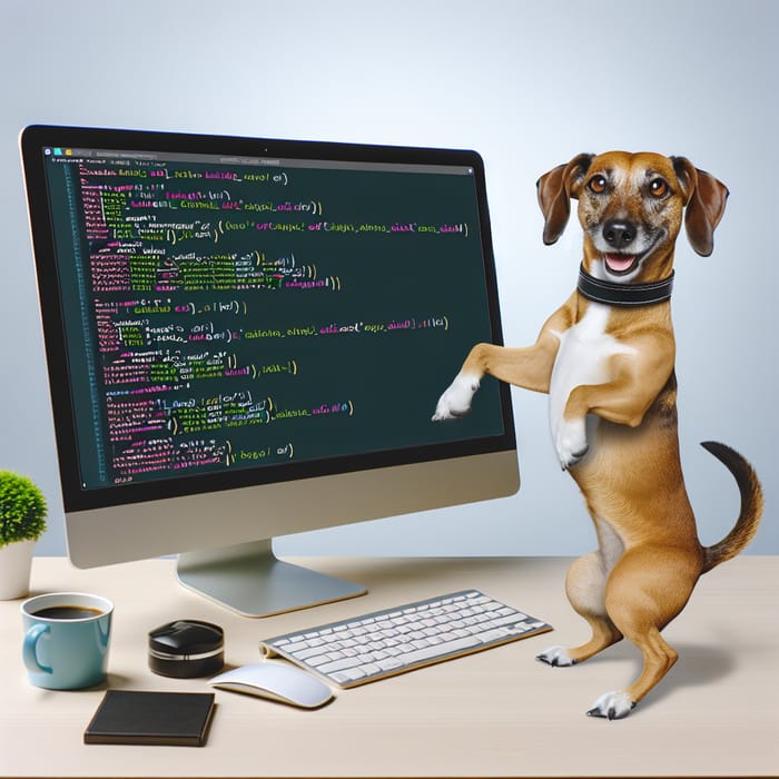 Dog Coding Dance in Front of Computer