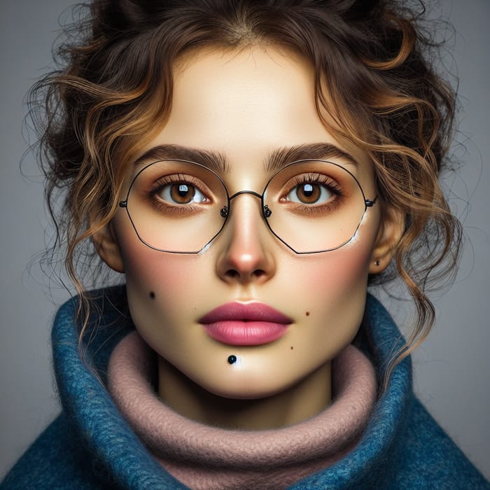 Portrait of Young Woman with Golden Brown Curly Hair | Almond Eyes