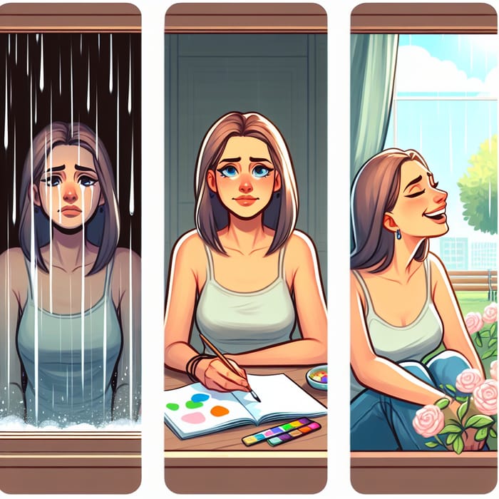 Woman's Emotional Journey: Heartbreak to Happiness