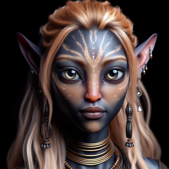 3D Avatar Woman | Blonde Hair & Dark Skin Fantasy Art