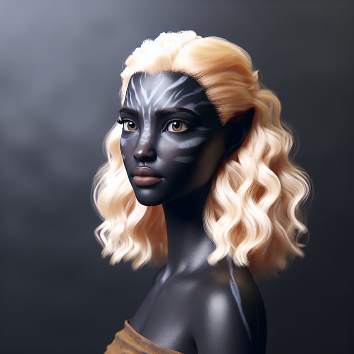 3D Avatar Style Woman with Dark Skin and Blonde Hair