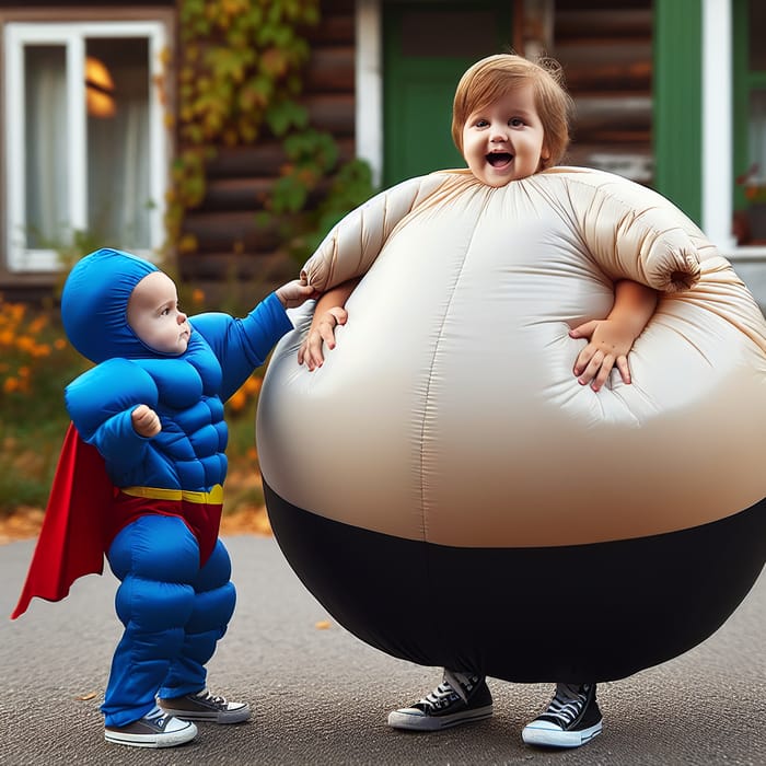 Inflated Superhero Toddler Rescues Delighted Teen Girl