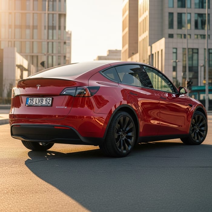 Tesla Model Y Performance in Lava Red Tesla Model Y Performance in Lava Red