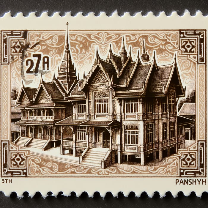 Vintage Traditional Architecture Stamp | Residential Houses Design