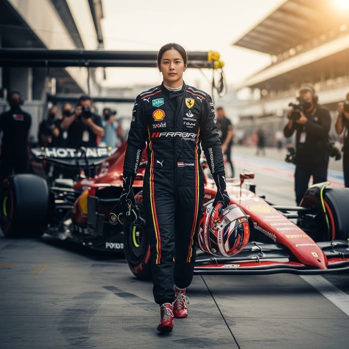 Cinematic Portrait of Ferrari F1 Driver Cinematic Portrait of Ferrari F1 Driver