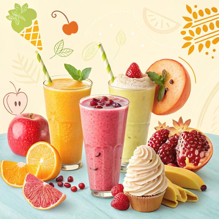 Fruit Juices and Ice Cream Banner Design