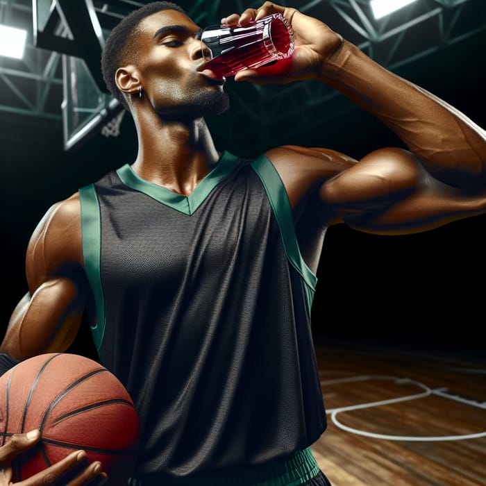 Basketball Player Refreshes with Grape Juice