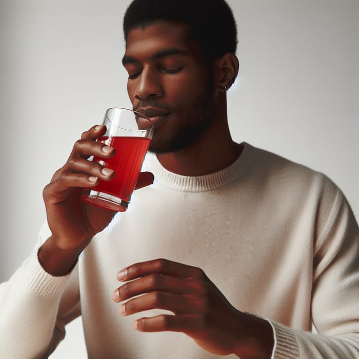 African American Man Sipping Drink in Style